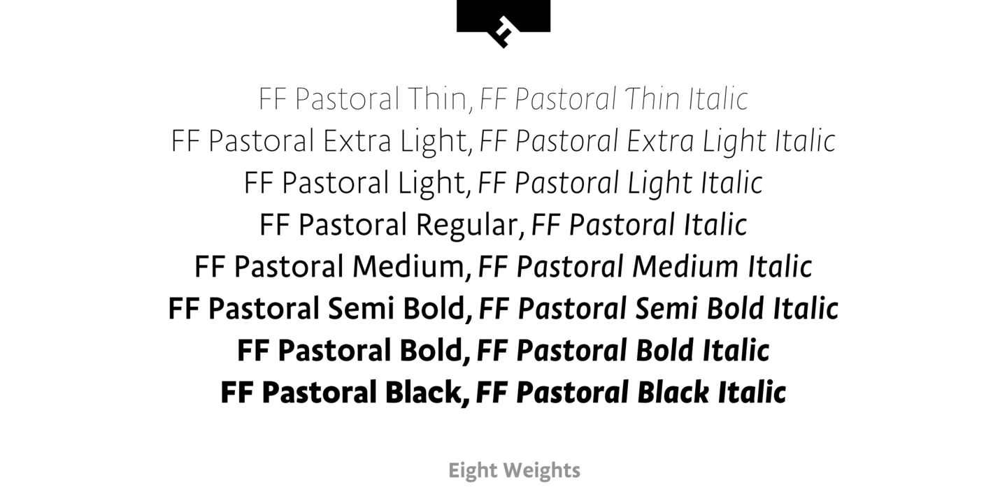 Ejemplo de fuente FF Pastoral Black Italic